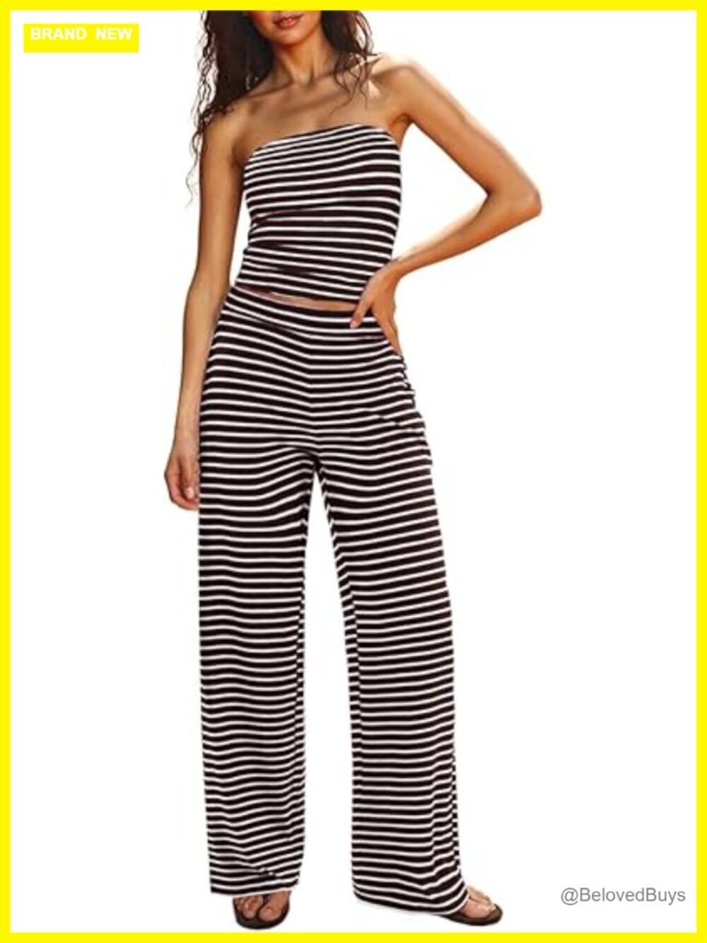 Two Piece Set Women Summer Outfits Lounge Sets Striped Tube Top Pants Beach